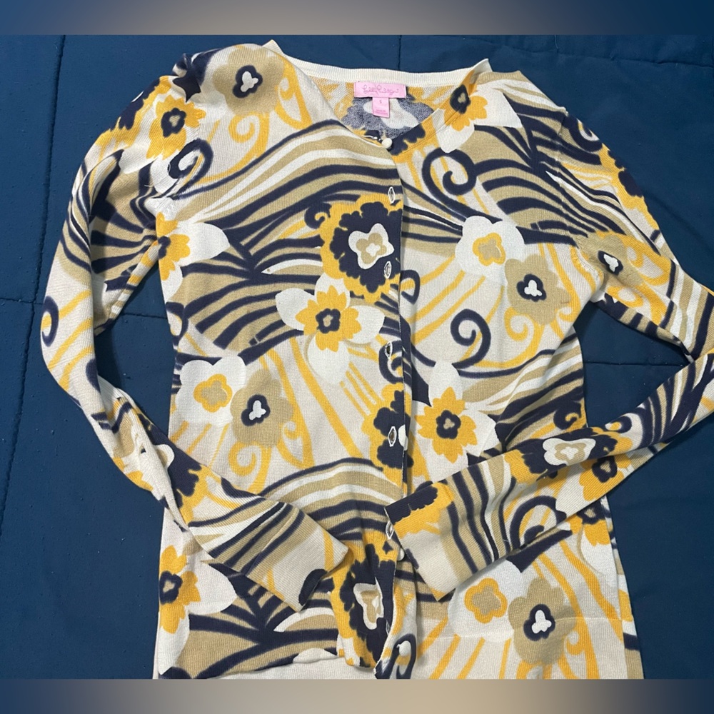 Lilly Pulitzer Yellow and Cream Cardigan